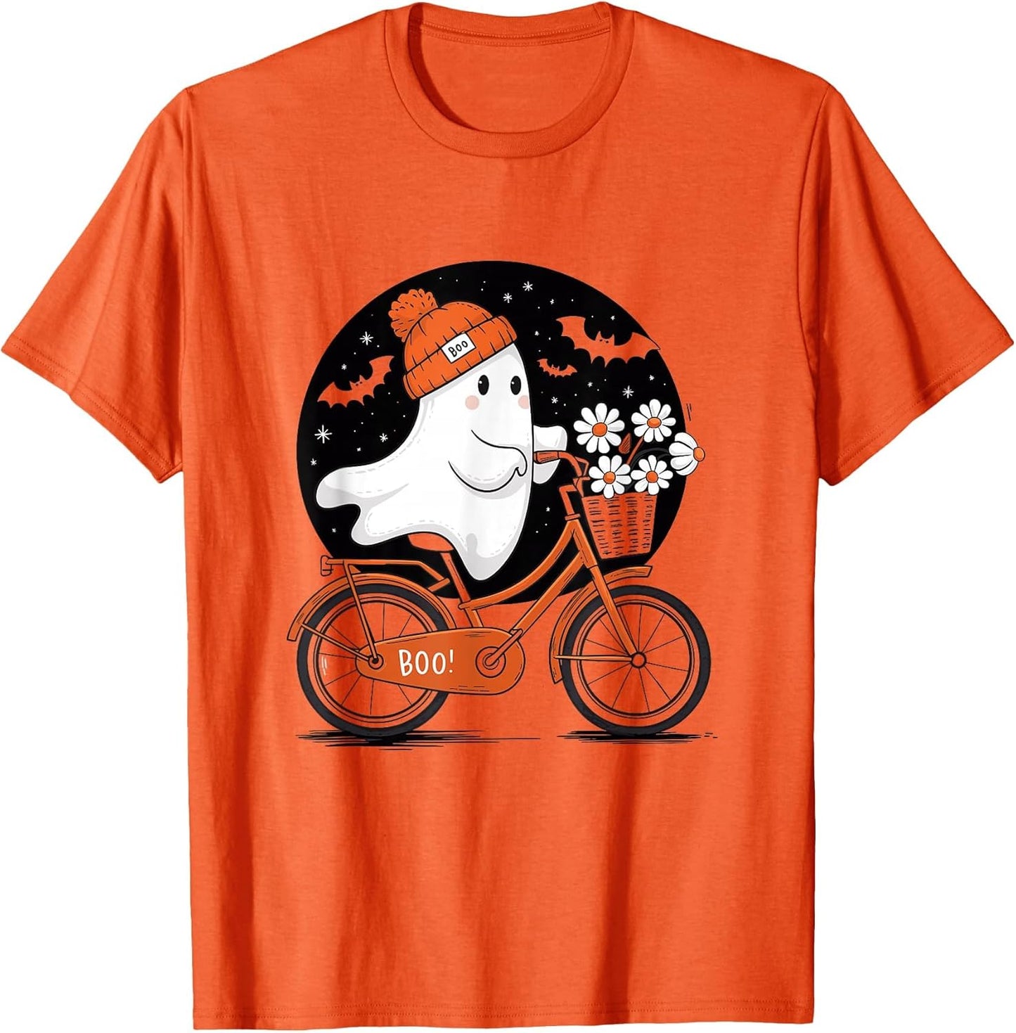 Cute Ghost Bike Flowers Halloween Spooky Season Autumn Women