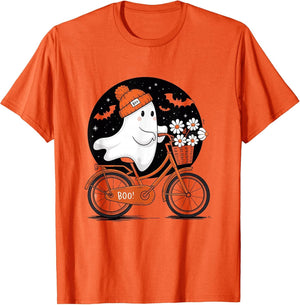 Cute Ghost Bike Flowers Halloween Spooky Season Autumn Women