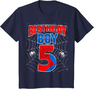 Kids Spider Web Five 5 Years Old It's My 5th Birthday Boy