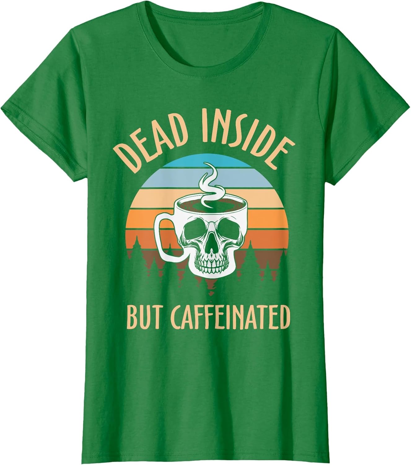 Dead Inside But Caffeinated Skull Coffee Mug Retro Sunset