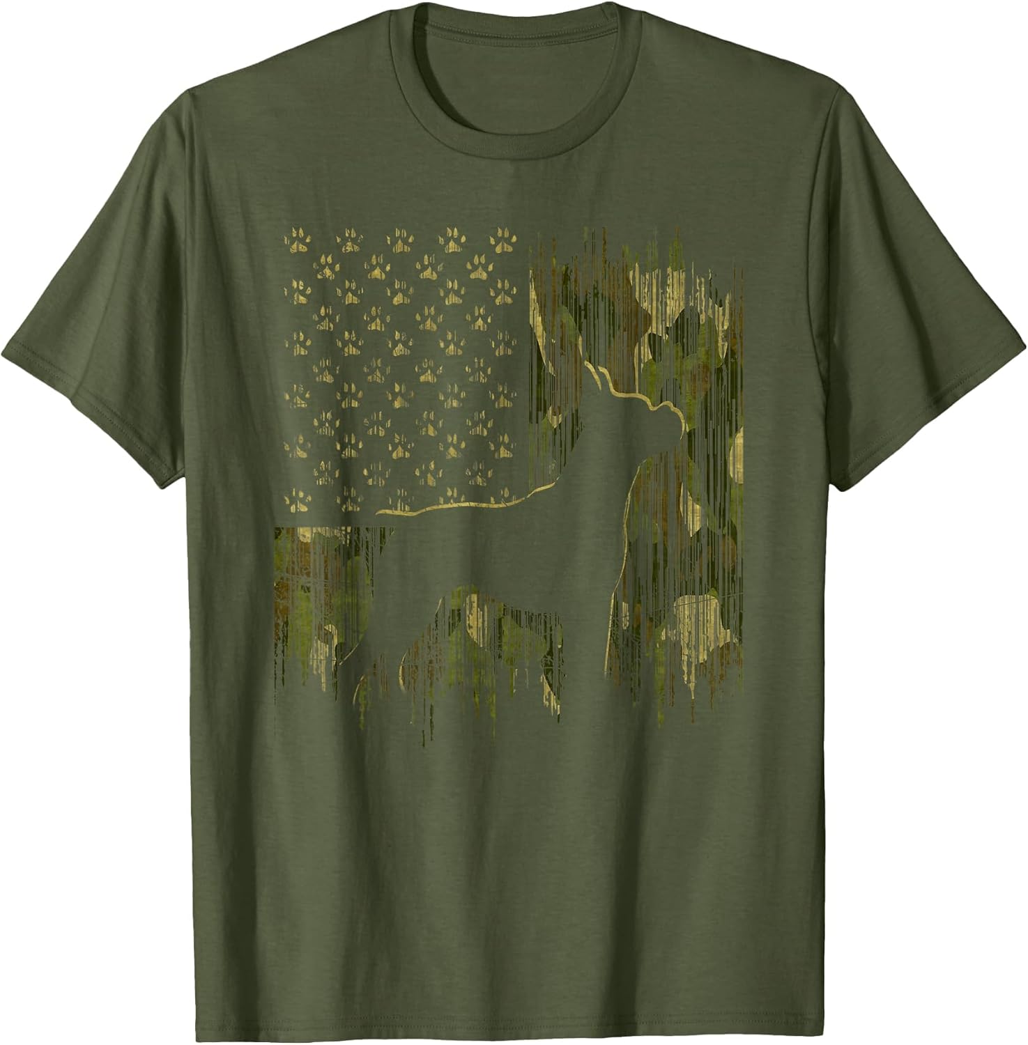 Vintage Camouflage USA Flag Love Boxer Dog Silhouette