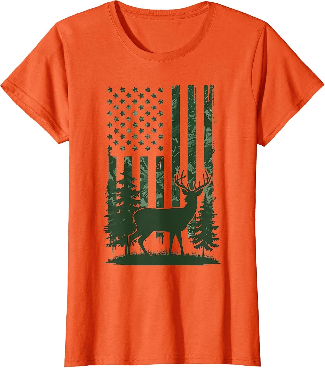 Men Kids Orange Hunting Shirt Deer Hunters Toddler Camo Flag