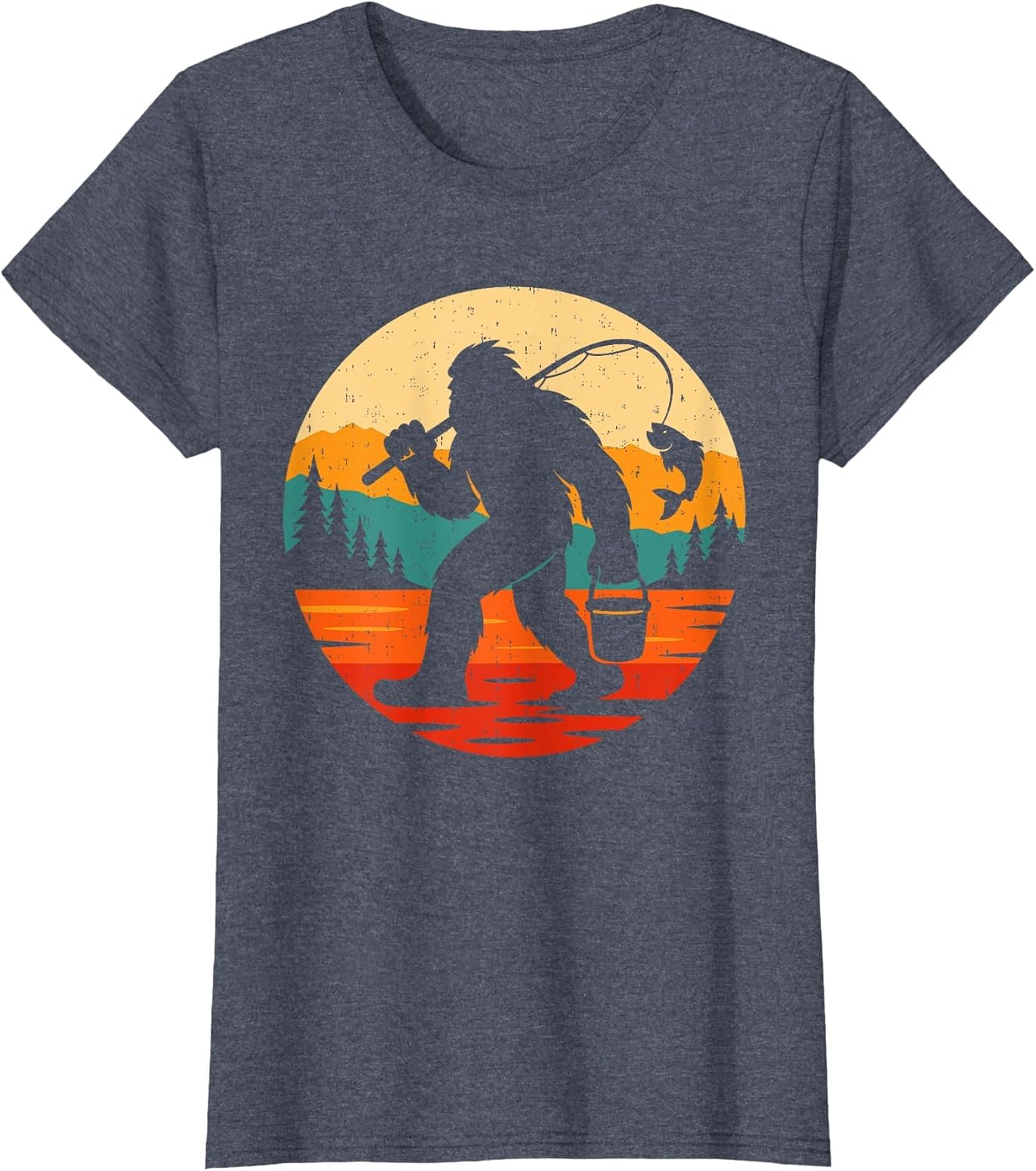 Bigfoot Fishing Funny Retro Sasquatch Fisherman Fish Lovers