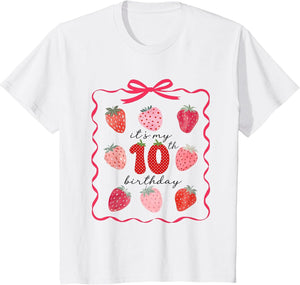 It's 10th Birthday Girl Preppy Strawberry Coquette Birthday