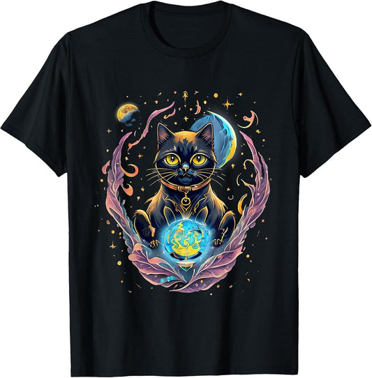 Moon Phases Crystal Witchy Cute Black Cat Kawaii Halloween