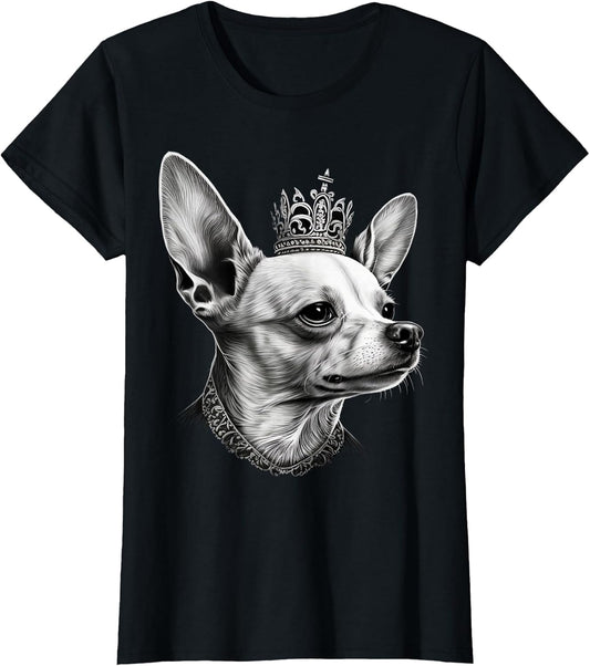 Black and White Chihuahua Dog on Crown Chihuahua