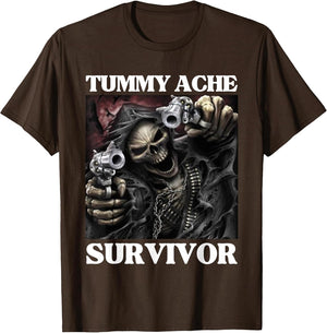 Tummy Ache Survivor Funny Cool Edgy Hard Skeleton Meme