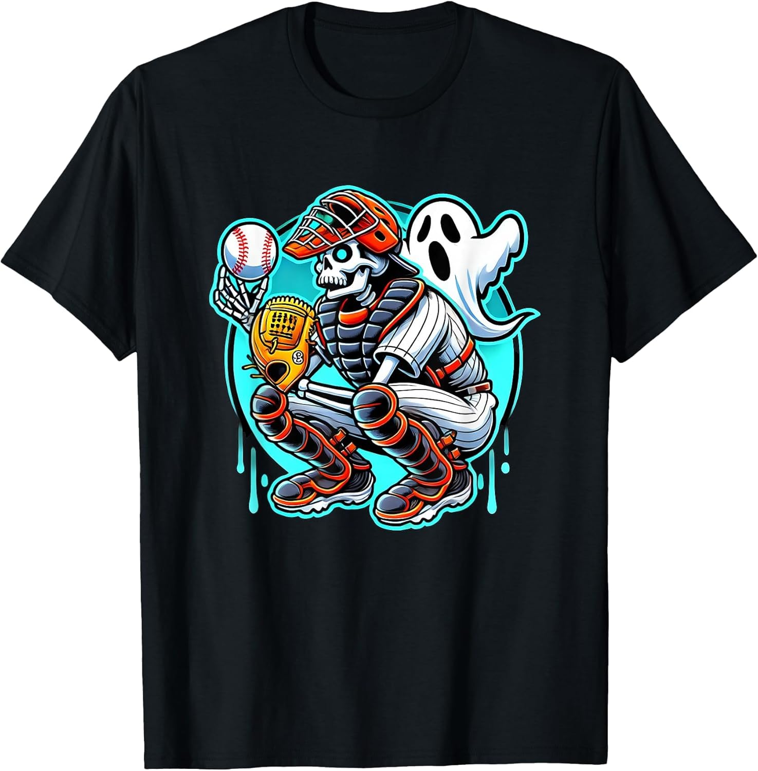 Halloween Skeleton Baseball Catcher