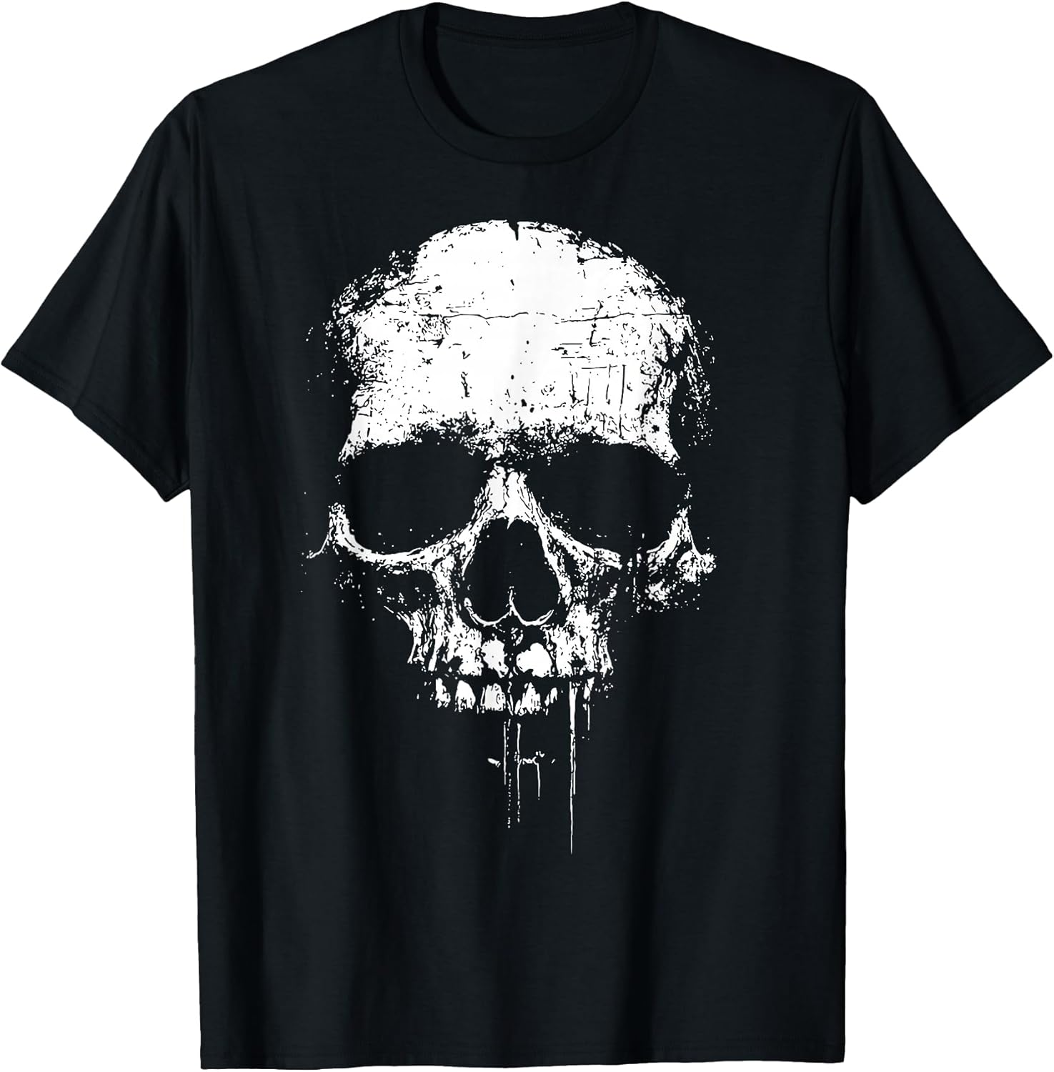 Skull Grunge Black White Art Graphic Women Men