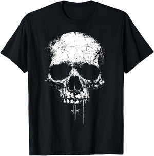 Skull Grunge Black White Art Graphic Women Men
