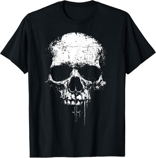 Skull Grunge Black White Art Graphic Women Men