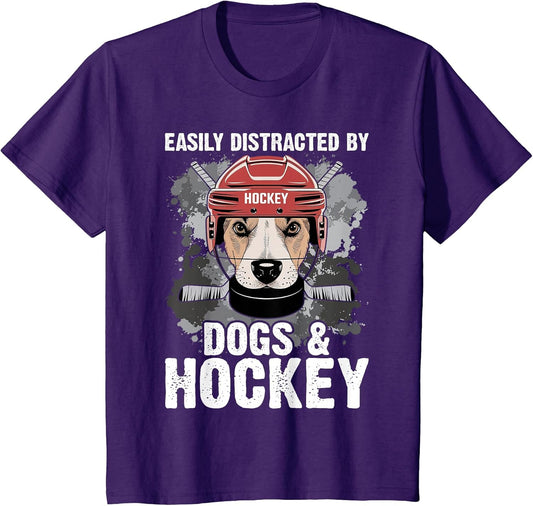 Easily Distracted by Dogs and Hockey Funny Dog Owner