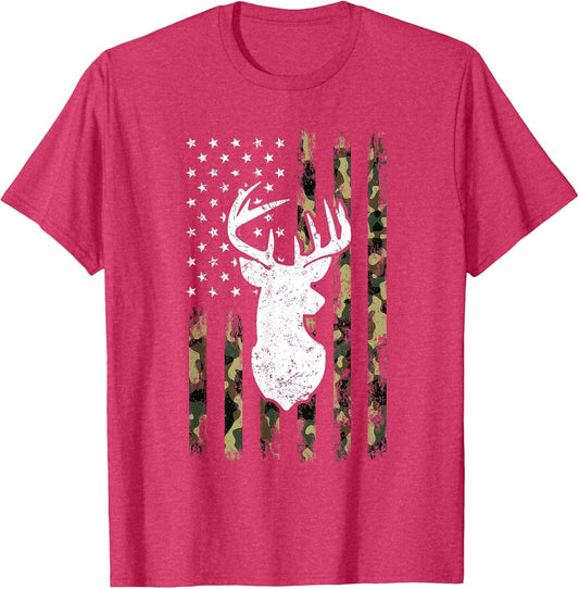 Hunting Shirt American Camouflage Flag Deer Silhouette