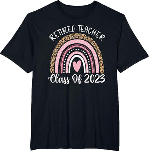 Retired Teacher Class of 2023 Off Duty Leopard Rainbow