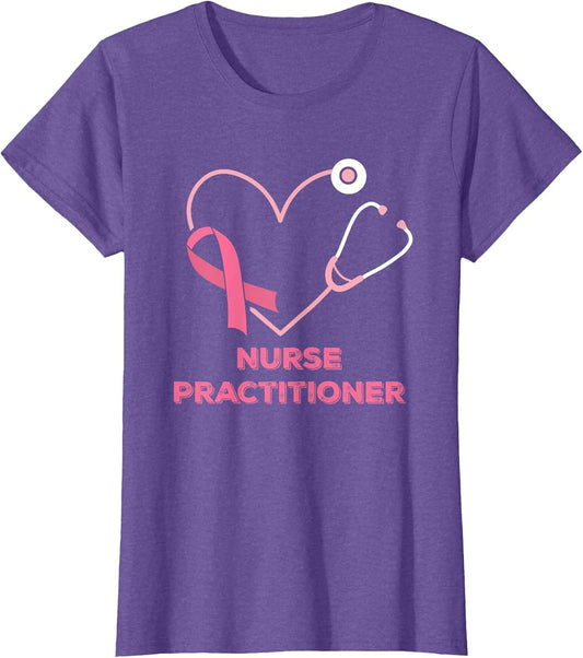 Nurse Practitioner Pink Heart Stethoscope Breast Cancer