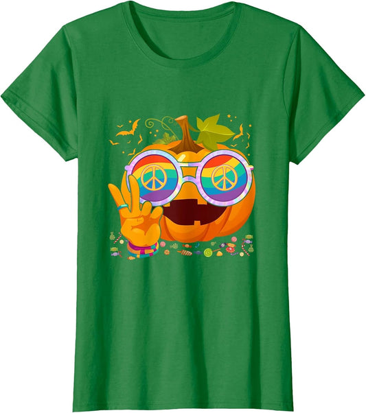 Hippie Halloween Pumpkin Peace Sign Hand Sunglasses Tie Dye