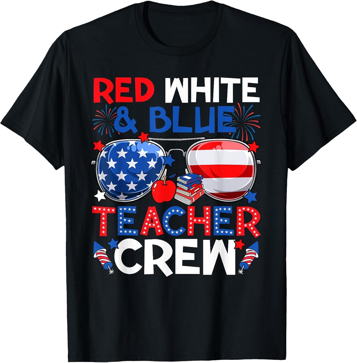 4th of July Red White & Teacher Crew American Flag