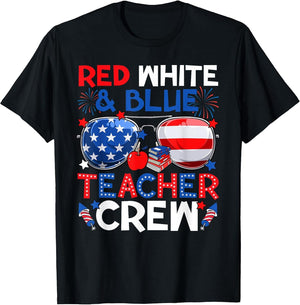 4th of July Red White & Teacher Crew American Flag