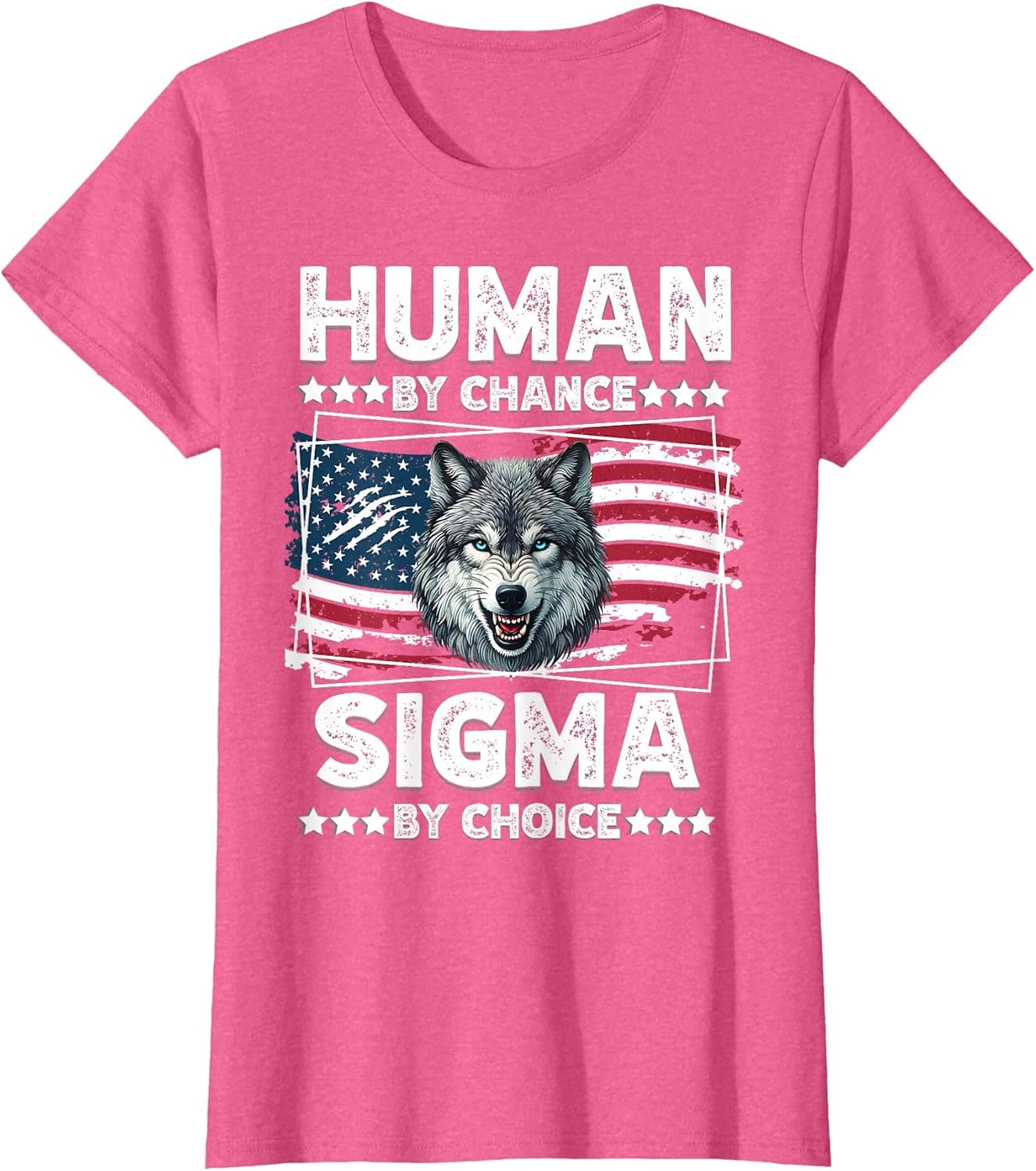Human by Chance Sigma Wolf Meme American Flag Patriotic
