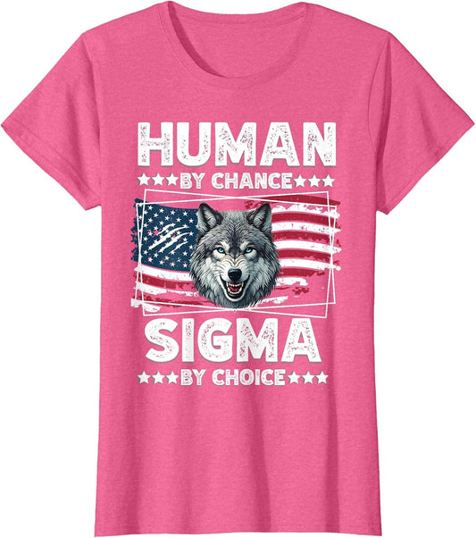 Human by Chance Sigma Wolf Meme American Flag Patriotic
