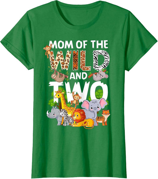 Mom of The Wild Two Zoo 2nd Birthday Safari Jungle Animal