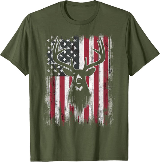 Deer Hunting American Flag