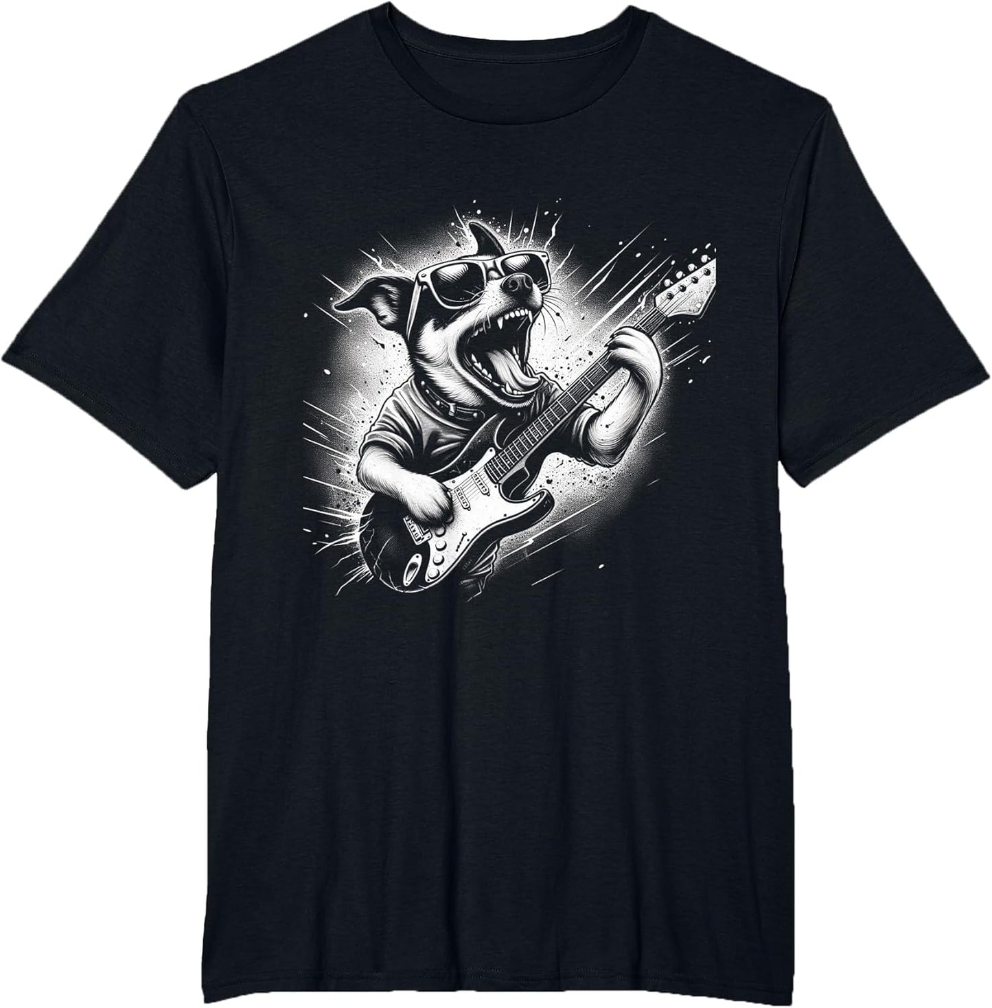 Rock n Roll Dog Cool Dog with Guitar Rock Star Dog Art