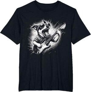 Rock n Roll Dog Cool Dog with Guitar Rock Star Dog Art