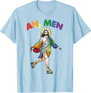 Ah Men LGBT Jesus Rainbow Flag Christian Gay Pride Women Men