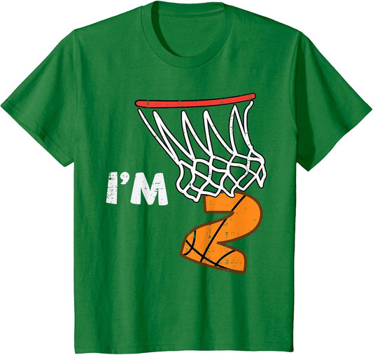 Kids 2nd Birthday Basketball Im 2 Two Year Old Bday Toddler Boys