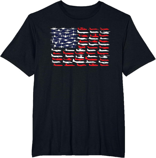 Military Aviation American Flag Aircraft Distressed Design