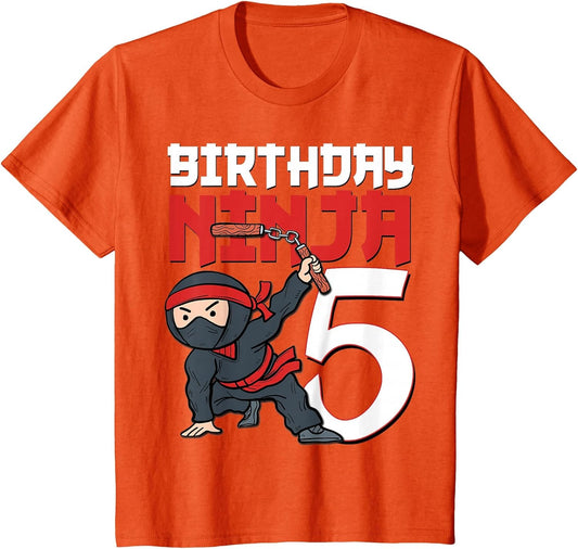Kids 5th Birthday Ninja I'm 5 Years Old Bday Party Best Boy