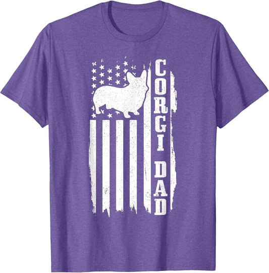 Corgi Dad Vintage American Flag Patriotic Corgi Dog