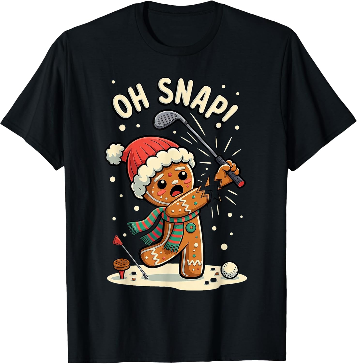 Oh Snap Gingerbreadman Golfer Golf Christmas Golfing