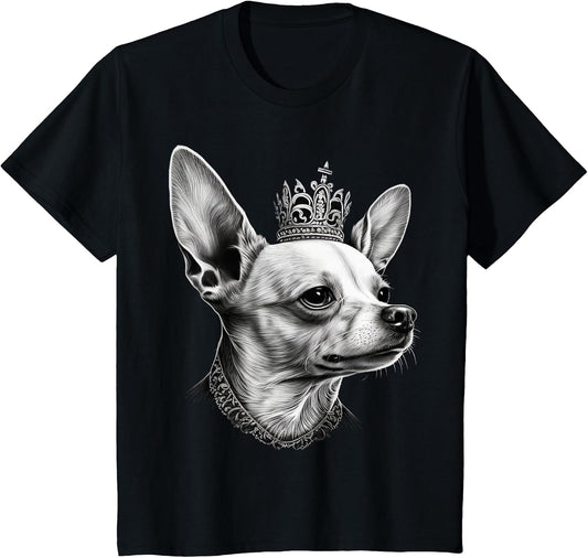 Black and White Chihuahua Dog on Crown Chihuahua