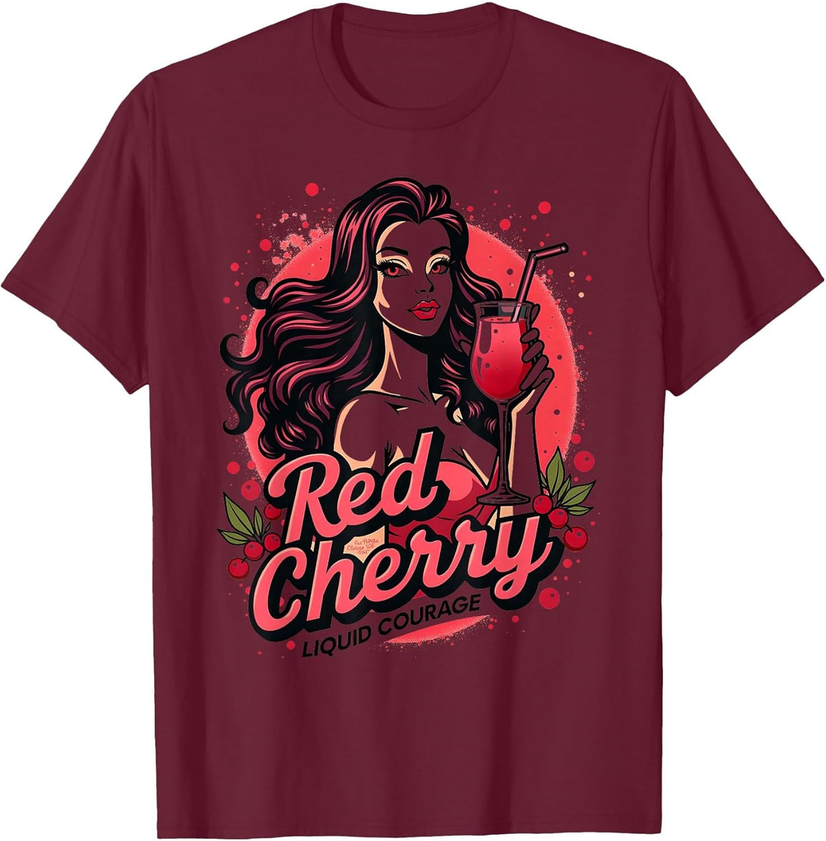 Red Cherry Liquid Courage Bold Graphic Design
