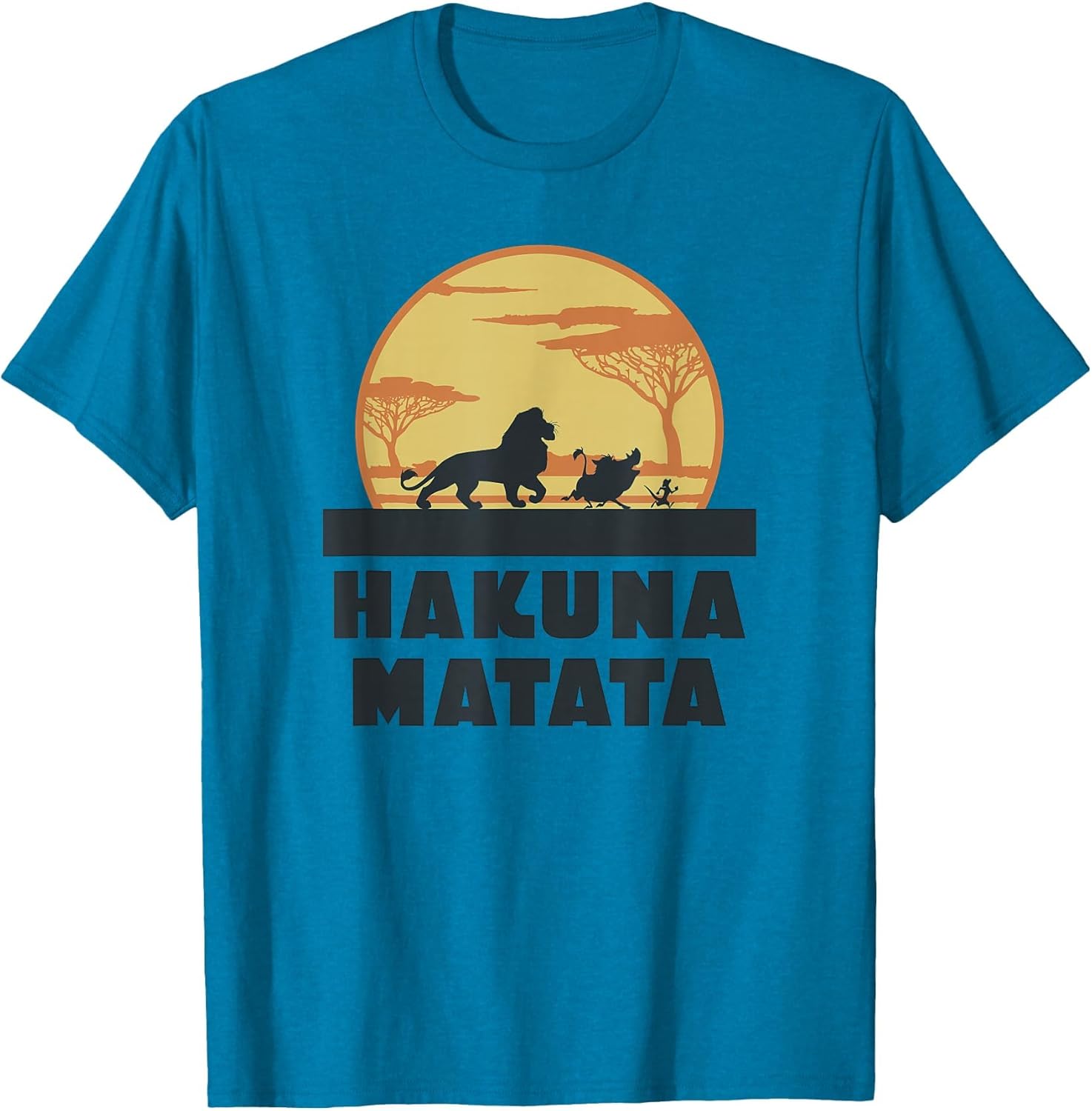 Disney The Lion King Hakuna Matata Crew Sideview Silhouettes , Men, Sapphire Blue, X-Large