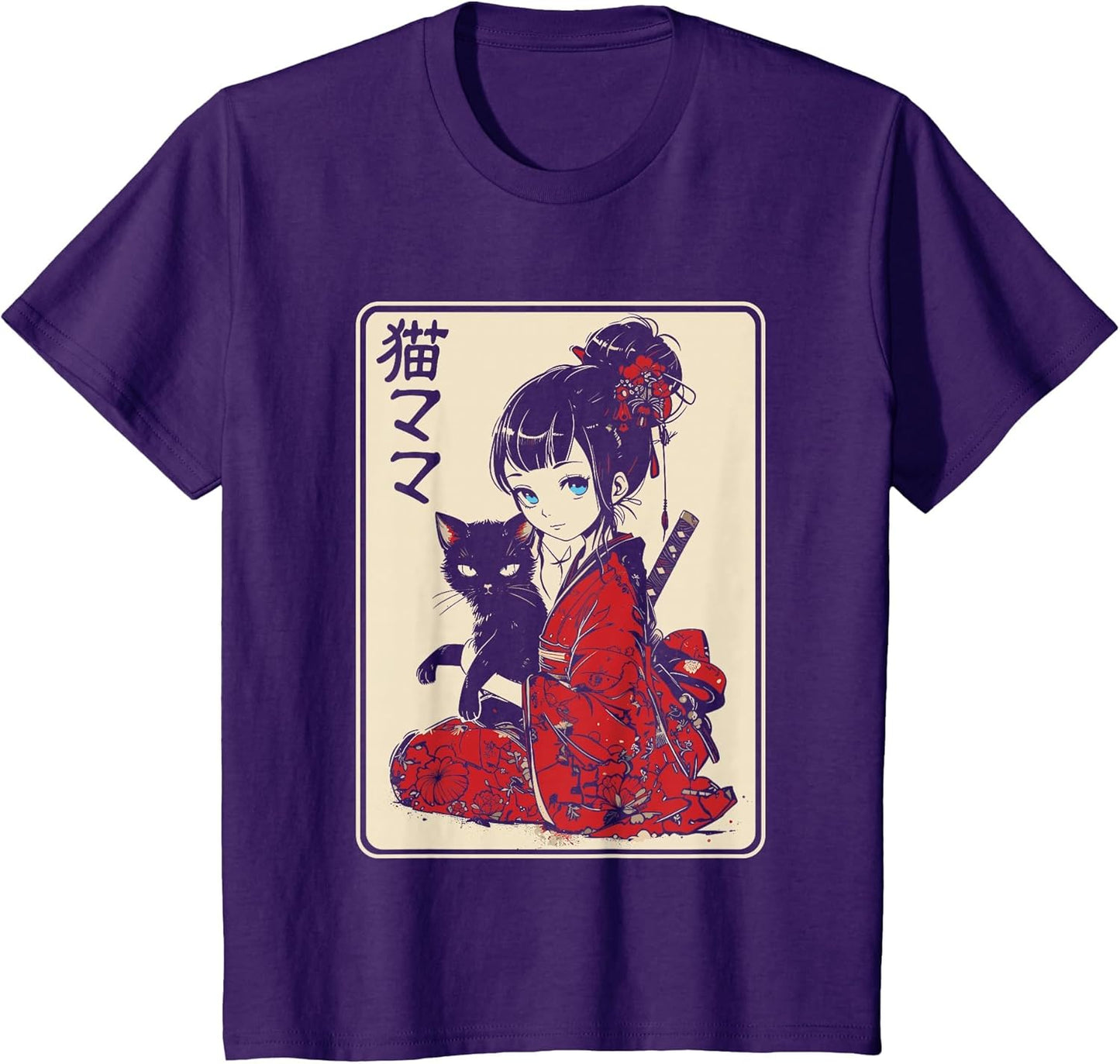 Japanese Gothic Kawaii Anime Samurai Cat Mom Woman Girls