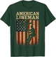 Retro Lineman American Flag Electric Cable Patriotic Lineman