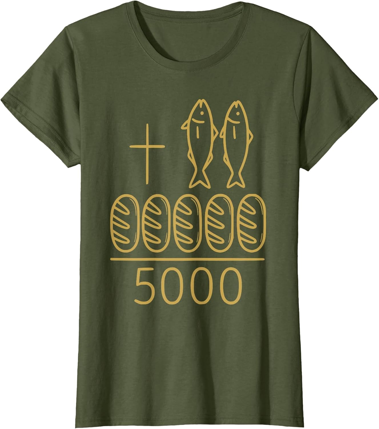 2 Fishes 5 Breads Jesus Cross 5000 Miracle Christian