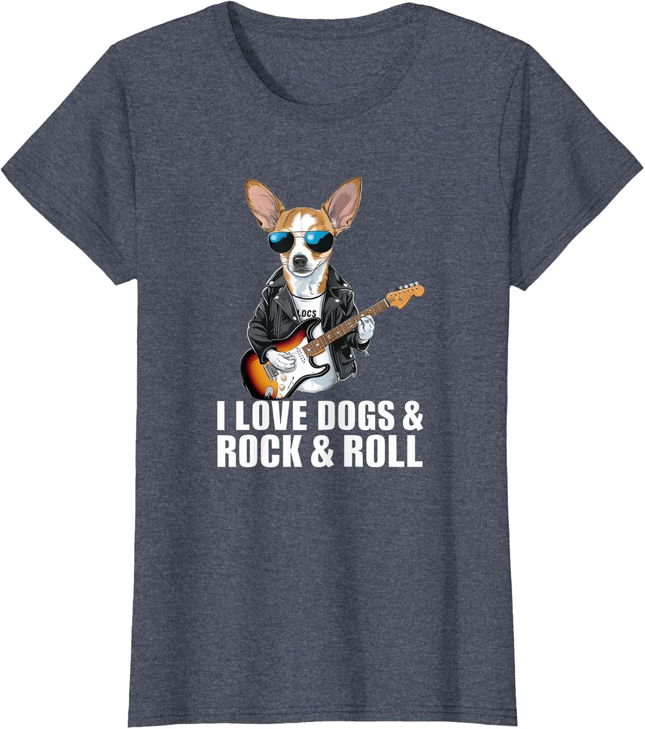 I Love Dogs & Rock & Roll Chihuahua Playing Electric Guitar