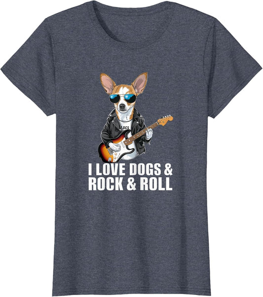I Love Dogs & Rock & Roll Chihuahua Playing Electric Guitar