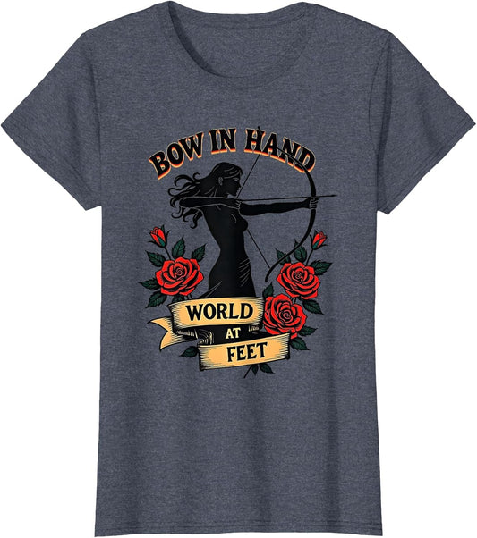 Bow In Hand World At Feet Archery Women Design