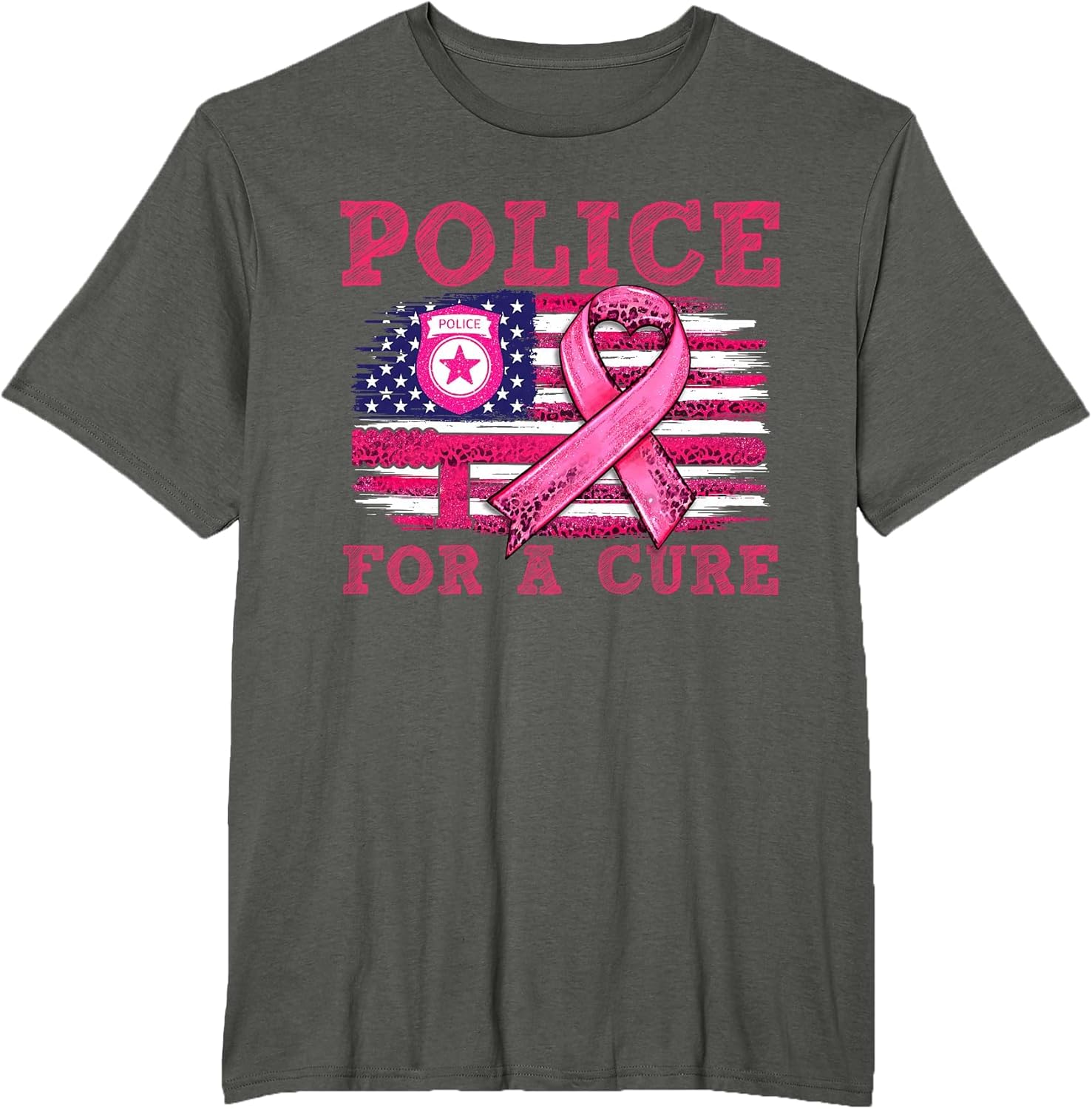 Breast Cancer Awareness Police for a Cure American Flag