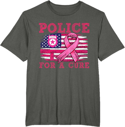 Breast Cancer Awareness Police for a Cure American Flag