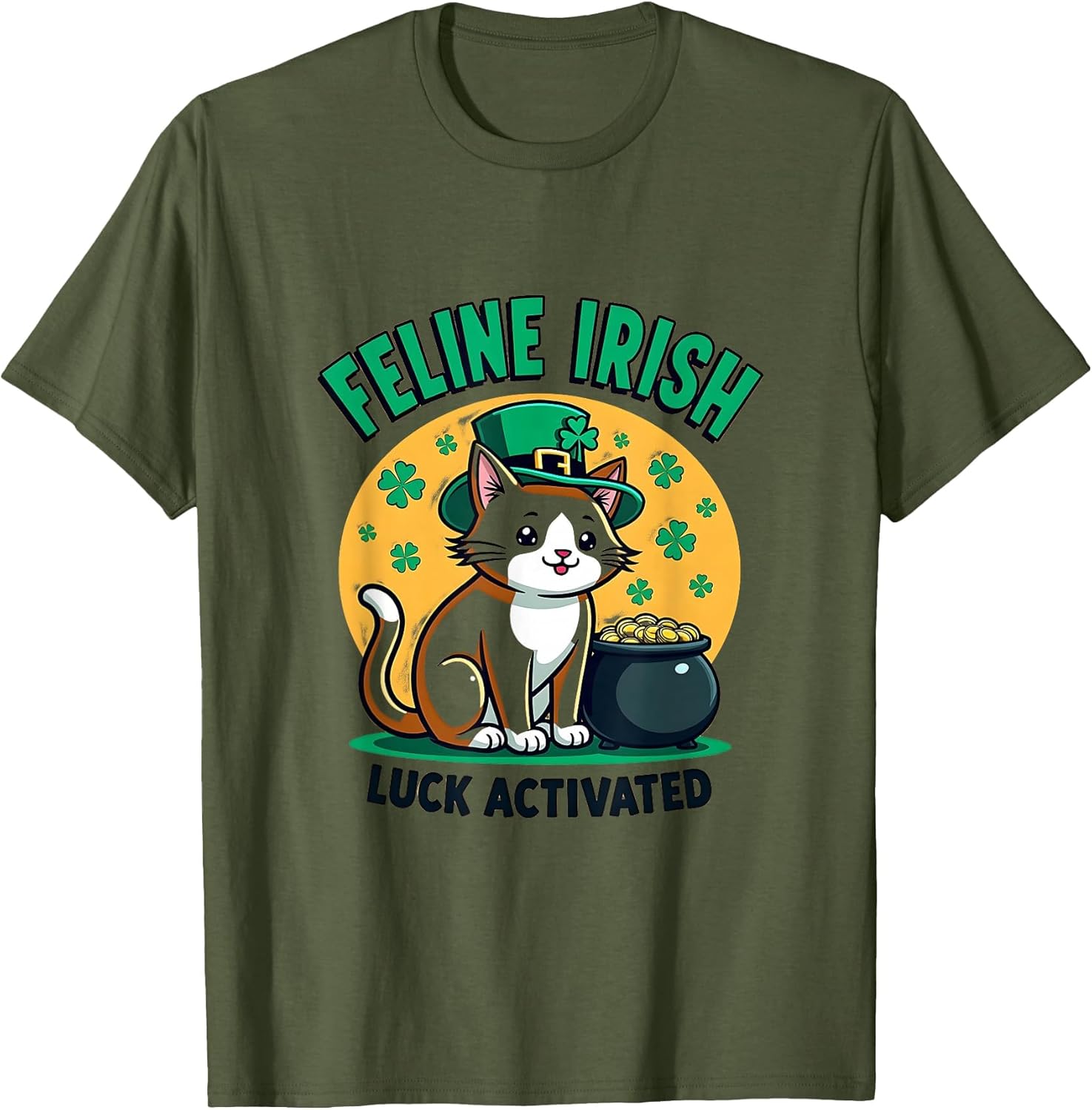Feline Irish Luck Activated St Patricks Day Cat