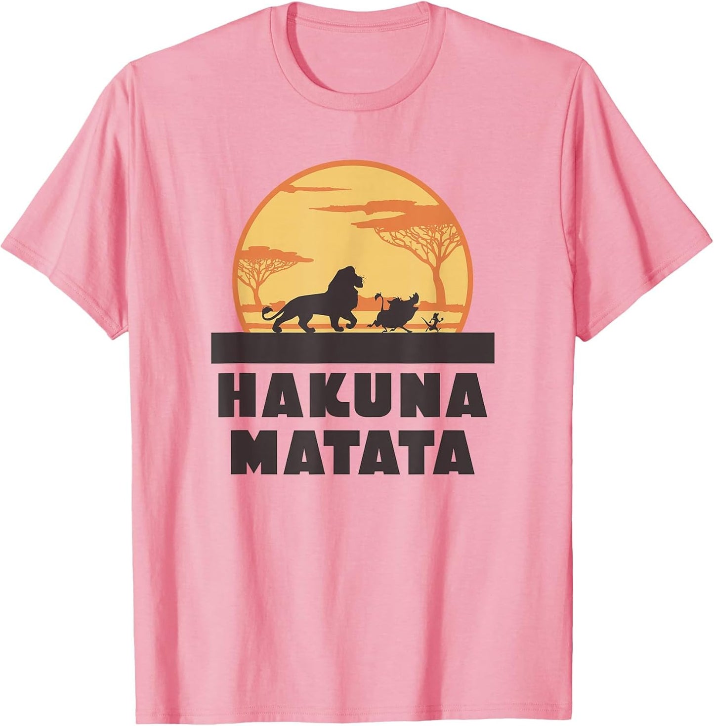 Disney The Lion King Hakuna Matata Crew Sideview Silhouettes , Men, Pink, 3X-Large