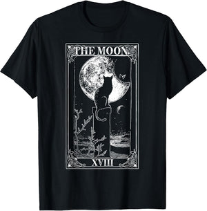 Tarot Moon Tarot Card, cat Vintage Crescent Moon Graphic