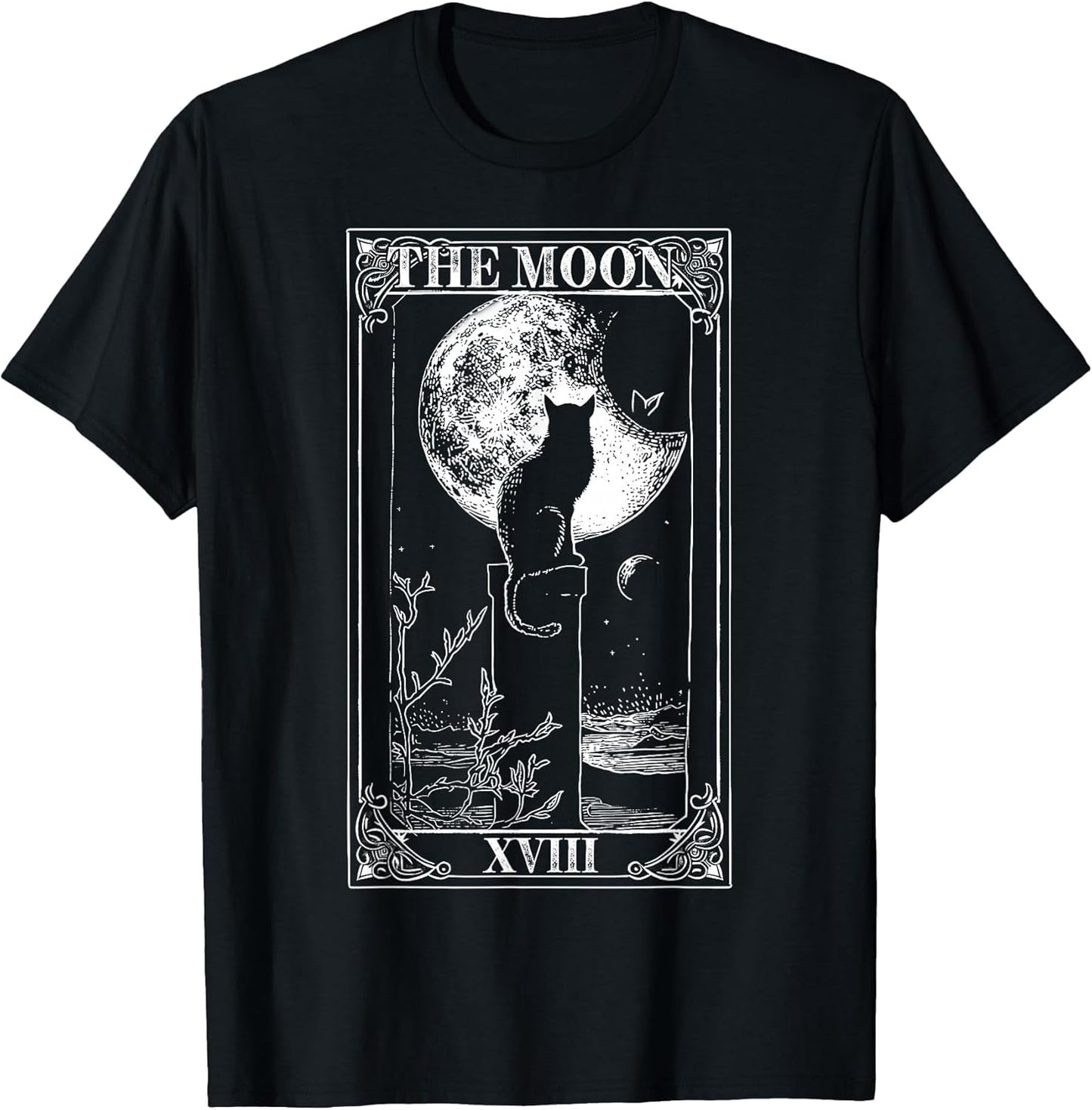 Tarot Moon Tarot Card, cat Vintage Crescent Moon Graphic