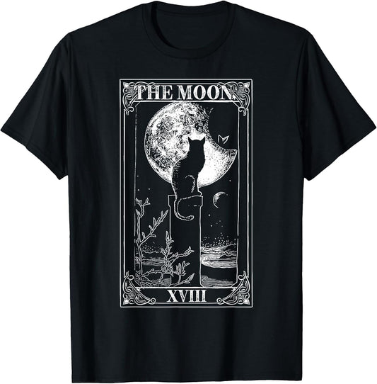 Tarot Moon Tarot Card, cat Vintage Crescent Moon Graphic